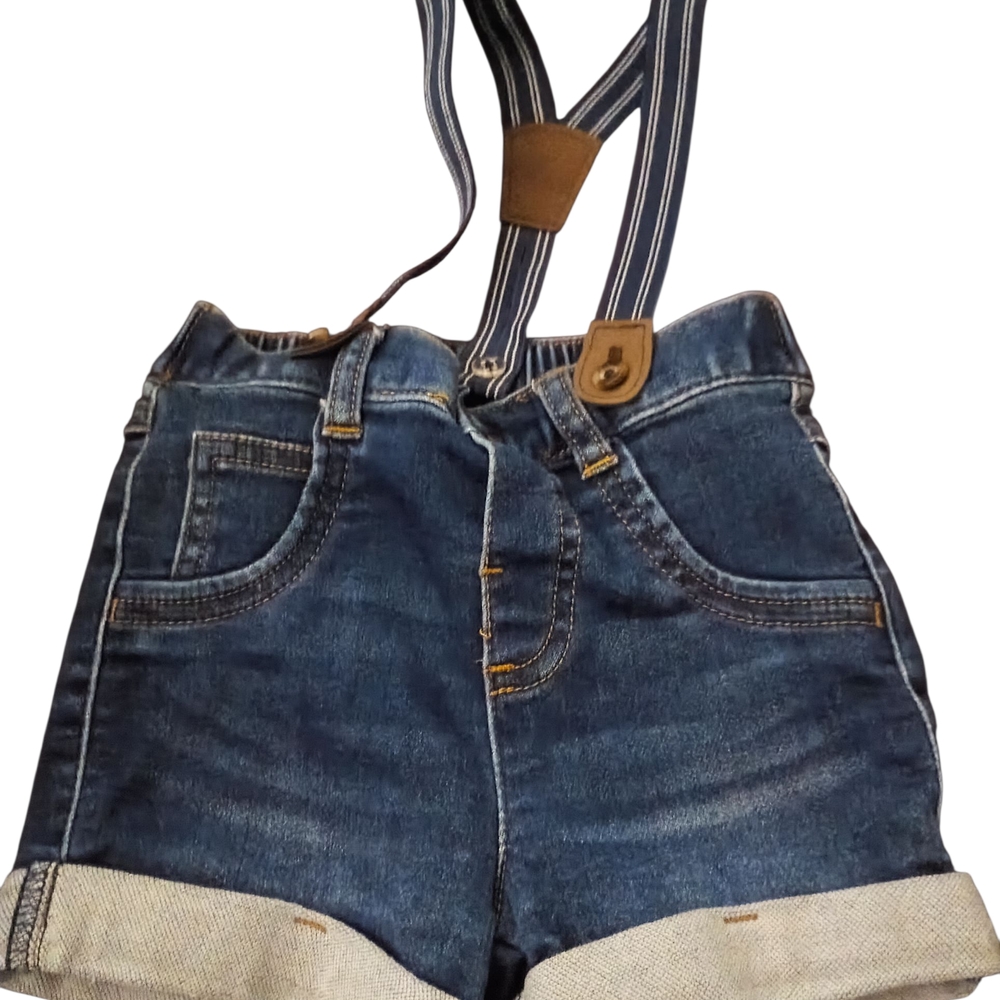 Cat & Jack Baby Denim Shorts with Striped Suspenders